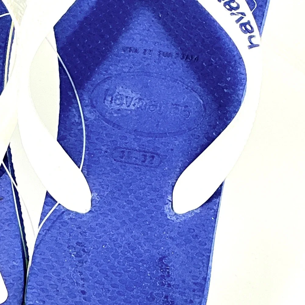 Havaianas Kids Size 31-32 US 2 Brasil Blue White Flip Flop Sandals Thong NEW $30